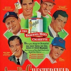 Vintage Chesterfield Cigarette Advertisement Poster Featuring Baseball