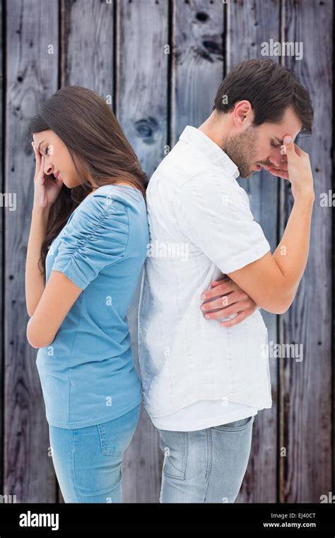 Composite Image Of Upset Couple Not Talking To Each Other After Fight