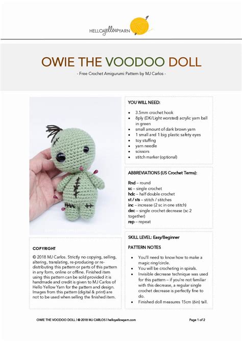 OWIE THE VOODOO DOLL Free Crochet Amigurumi Pattern