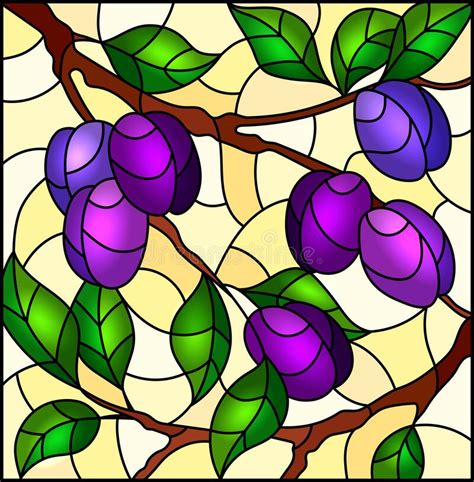 Fruits Stained Glass Window Stock Vector Illustration Of Nature