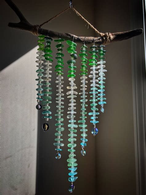 Genuine Sea Glass Sun Catcher Sea Glass Mobile Driftwood Etsy