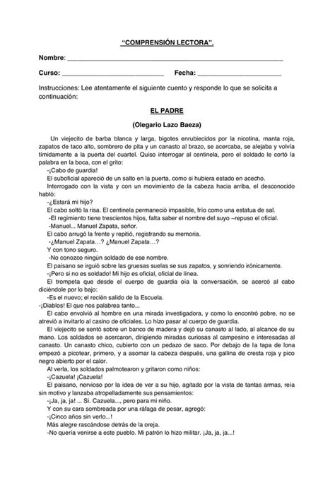 GUIA COMPRENSION LECTORA EL PADRE SEXTO BASICO LENGUAJE Profe Social