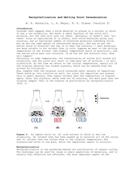 Recrystallization Notes Recrystallization And Melting Point