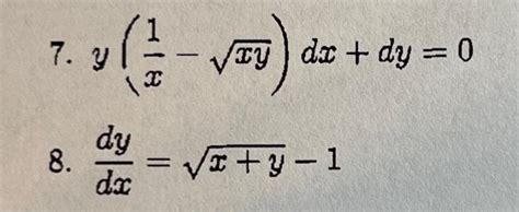 Solved 7 Y X1−xy Dx Dy 0 8 Dxdy X Y−1