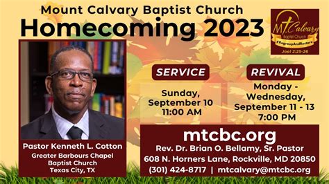 Mt Calvary Baptist Church Homecoming Worship Service September 10