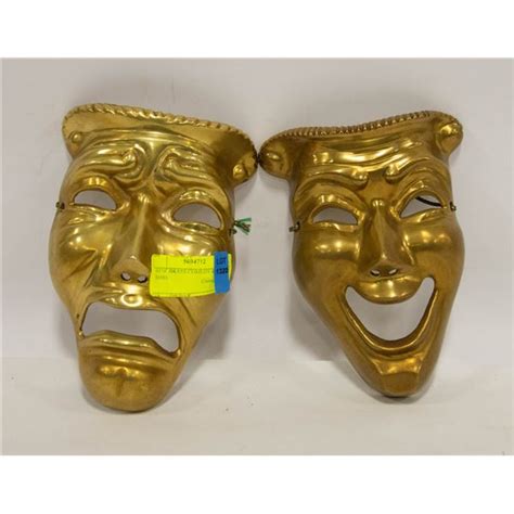 SET OF BRASS COMEDY & TRAGEDY MASKS