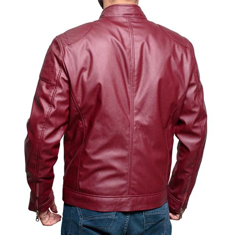 Mens Red Faux Leather Biker Jacket For Sale Xtremejackets