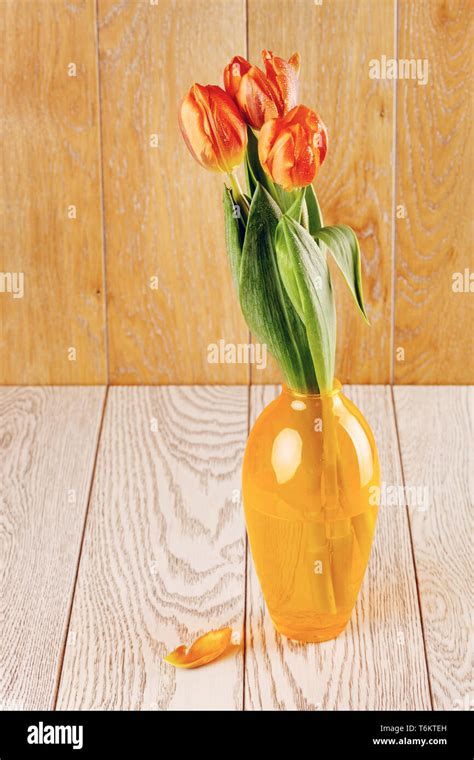 Tulip Flowers Bouquet In Vase Stock Photo - Alamy