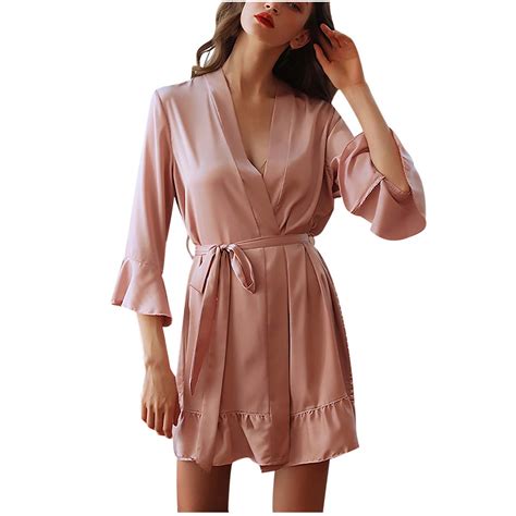 Bellzely Womens Pajamas Plus Size Clearance Women S Solid Color Nightgown Cute Pajamas Cardigan