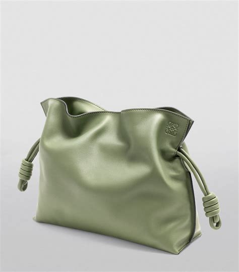 Loewe Green Leather Flamenco Clutch Bag Harrods Uk