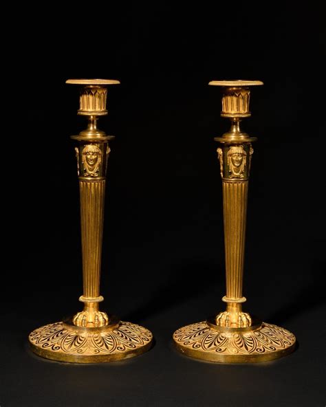 Proantic Pair Of Candlesticks Attributed To Claude Galle