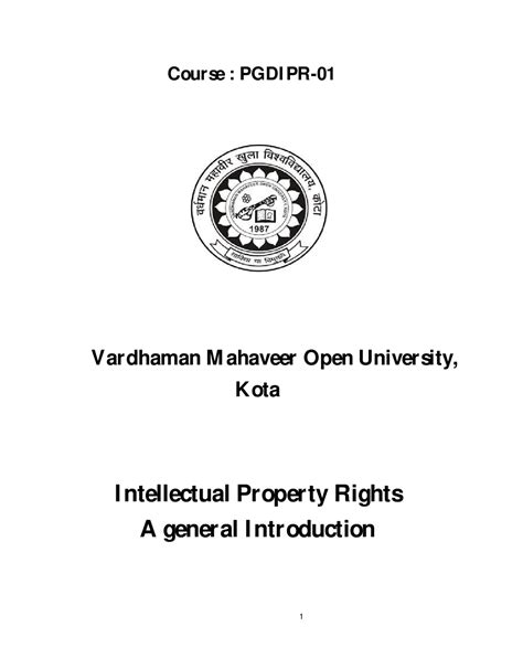 Vardhaman Mahaveer Open University-IPR - Docsity