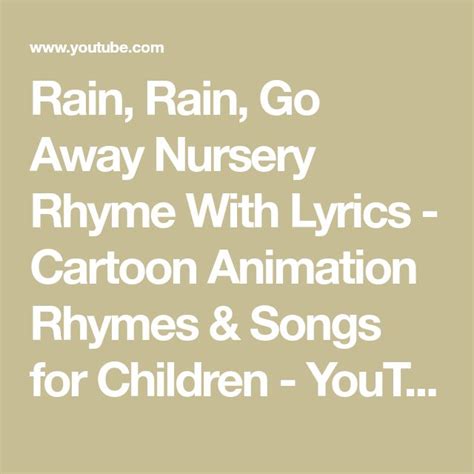 Rain, Rain, Go Away Nursery Rhyme With Lyrics - Cartoon Animation ...