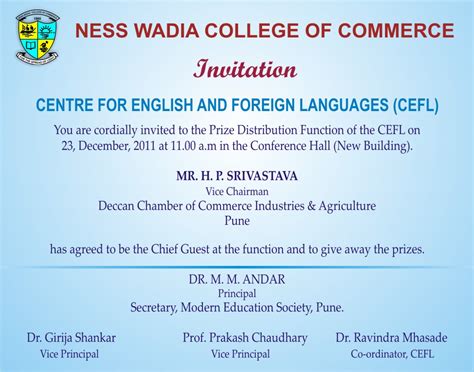 CENTRE FOR ENGLISH AND FOREIGN LANGUAGES (CEFL): INVITATION TO THE CEFL ...