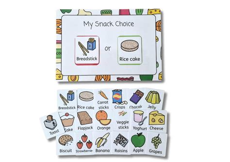 Food Snack Choice Board With Food Flashcards Autism Sen Etsy Uk