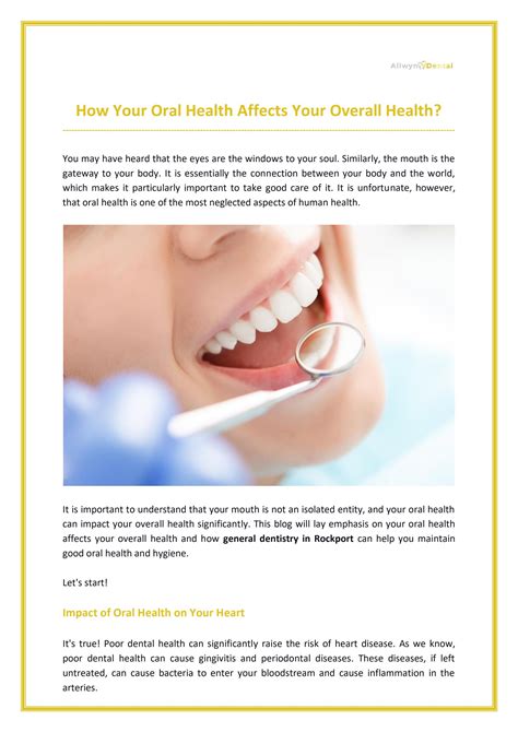 How Your Oral Health Affects Your Overall Health By Allwyn Dental Issuu