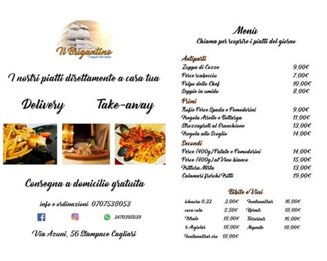 Menu Da Il Brigantino Ristorante Cagliari