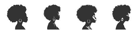 Silhueta De Mulher Negra Com Cabelo Afro Ilustração Vetorial Vetor Premium