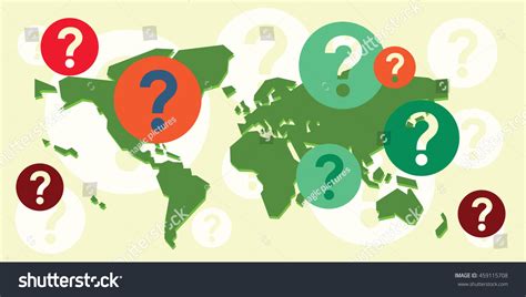 Vector Illustration World Map Question Marks Stock Vector 459115708