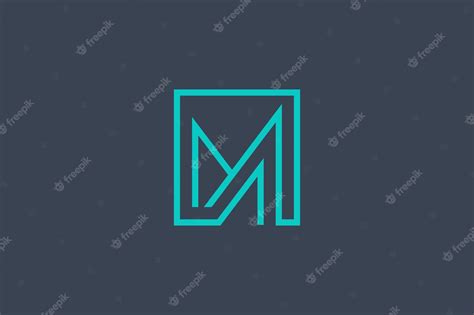 Premium Vector Letter M Blue Linear Logo Vector In Rectangle Frame