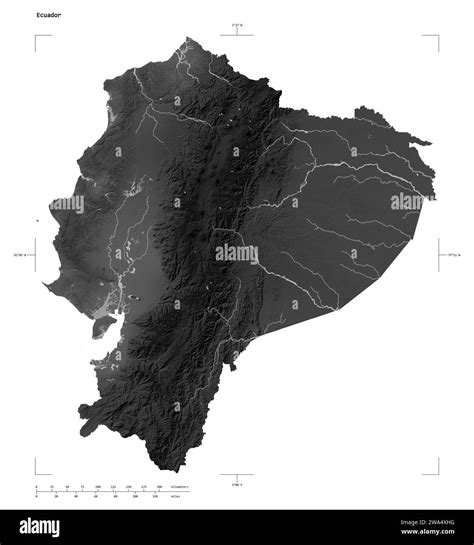 Shape Of A Grayscale Elevation Map With Lakes And Rivers Of The Ecuador