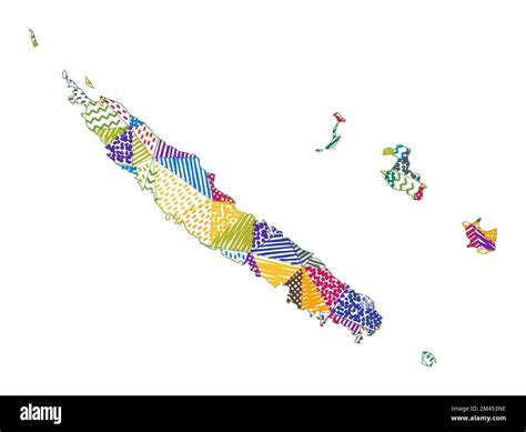 Kid Style Map Of New Caledonia Hand Drawn Polygons In The Shape Of New