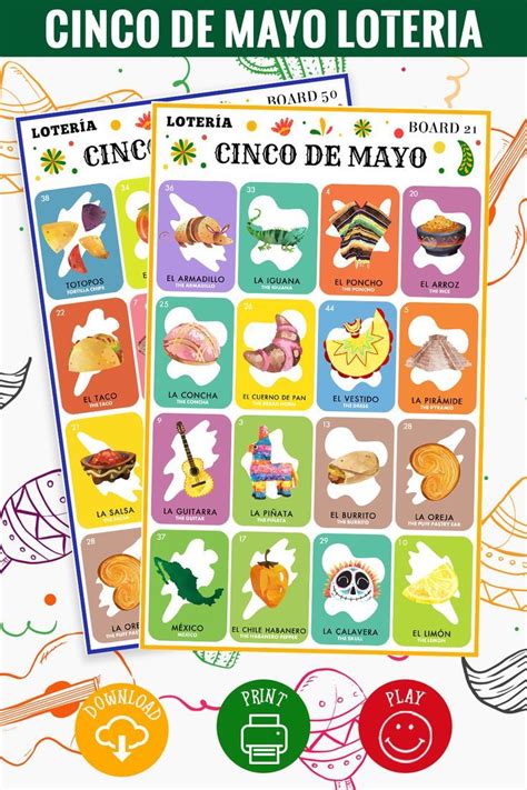 Cinco De Mayo Bingo Cards Loter A Mexicana Printable Bingo Mexican