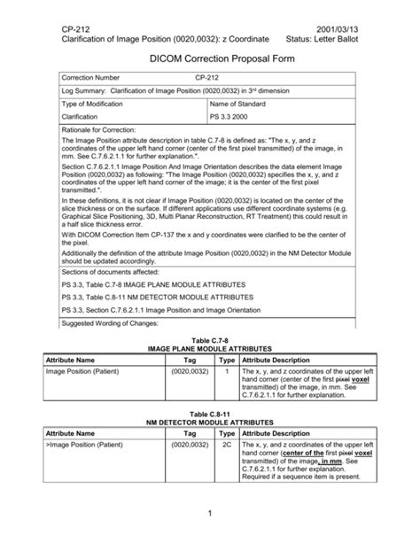 Dicom Correction Proposal Form