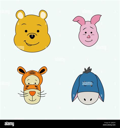 Characters in Winnie the Pooh, Piglet, Tiger, Donkey. Vector flat illustration Stock Vector ...