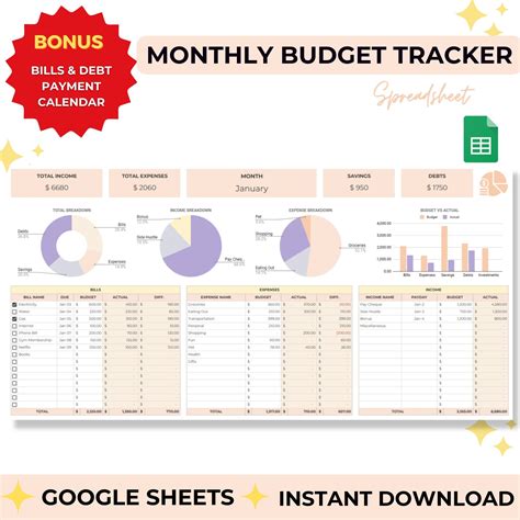 Monthly Budget Planner Monthly Budget Google Sheets Monthly Budget