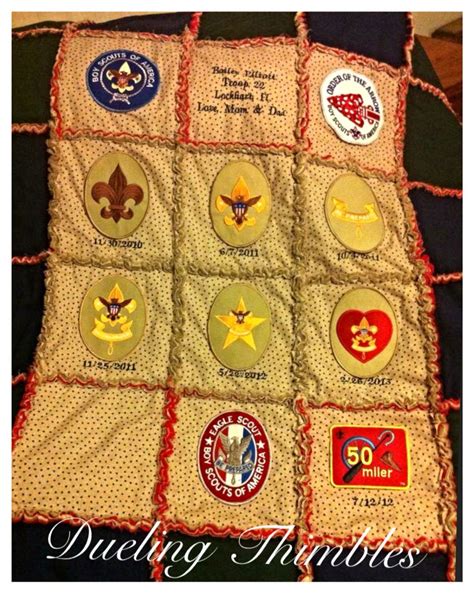 Eagle Scout Patch And Embroidery Rag Quilt By Dueling Thimbles For A