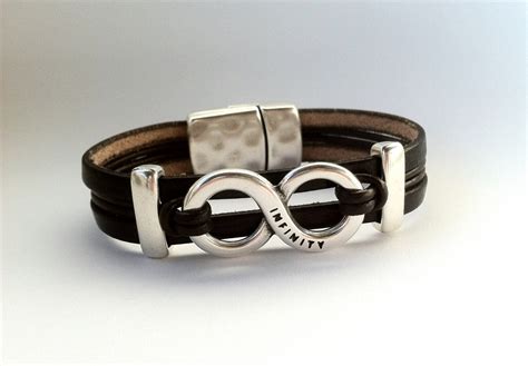 Mens Infinity Leather Bracelet Valentins Day Mens Jewelry