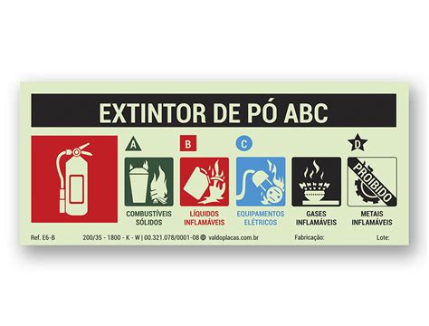 Placa Sinaliza O Extintor De P Abc Fotoluminescente E B