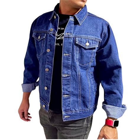 Ripley CHAQUETA JEANS MEZCLILLA AZUL CLASICO HOMBRE