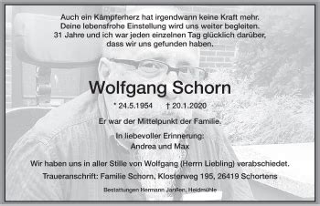 Traueranzeigen Von Wolfgang Schorn Nordwest Trauer De