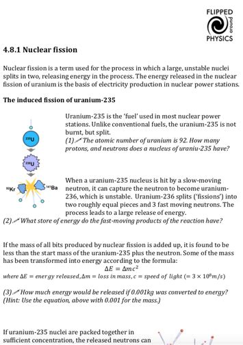 Nuclear Fission Gcse Physics Flipped Around Physics