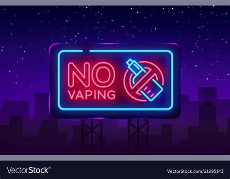 No Vaping Neon Sign Template Light Banner Vector Image