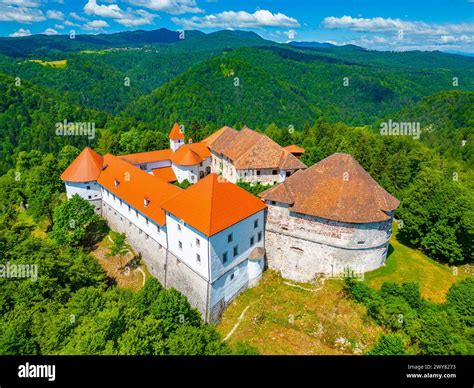 Aerial View Of Turjak Castle In Slovenia Stock Photo Alamy