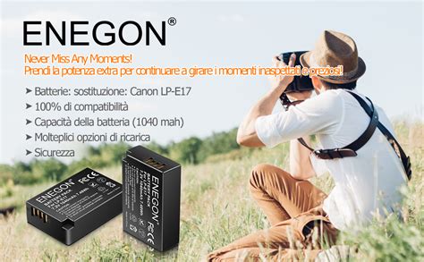 ENEGON Batteria Fotocamera LP E17 Da 2 Pezzi 1040mAh Con Doppio