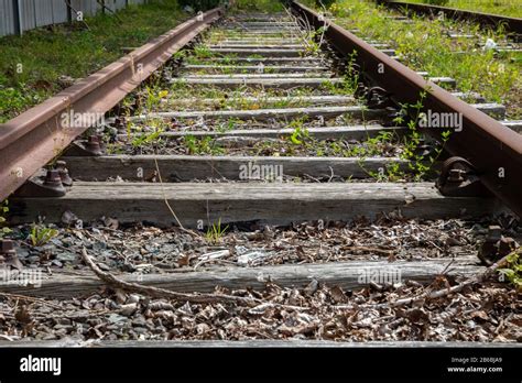 Disused Railway Tracks Birkenhead Docks Wirral August 2019 Stock Photo