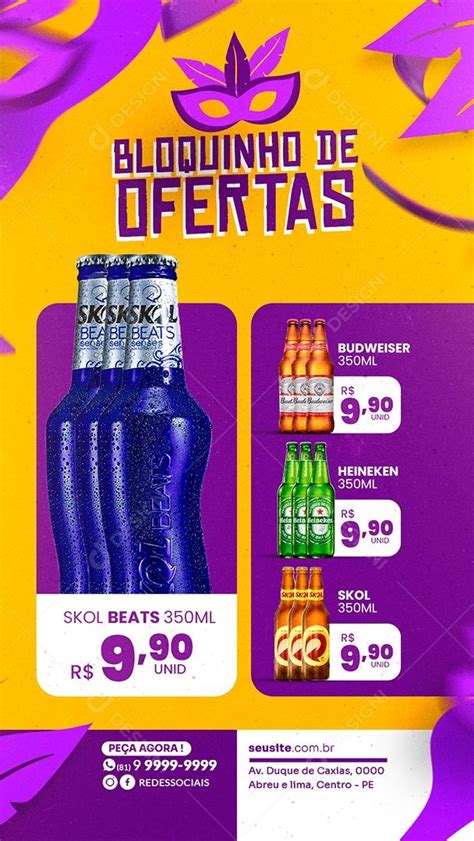 Story Encarte Bloquinho De Ofertas Cervejaria Carnaval Social Media PSD