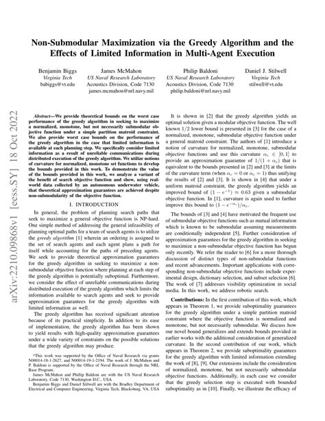 PDF Non Submodular Maximization Via The Greedy Algorithm And The