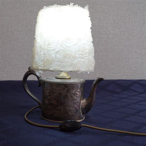 Hand Made Teapot Table Lamp Silver Plated Teapot Lamp Etsy