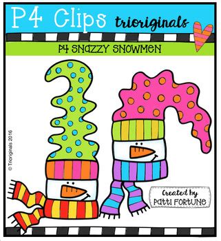 P4 SNAZZY Snowmen P4 Clips Trioriginals Digital Clip Art TPT