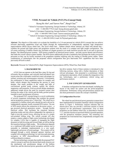 VTOL Personal Air Vehicle (PAV) Pre-Concept Study - Vertical Flight Library & Store