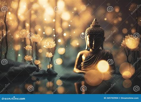 Zen Garden with Buddha Statue Stock Illustration - Illustration of ...