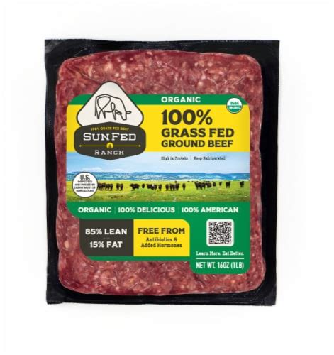 Sunfed Ranch 85 Lean 100 Grass Fed Organic Ground Beef 16 Oz Fry’s Food Stores