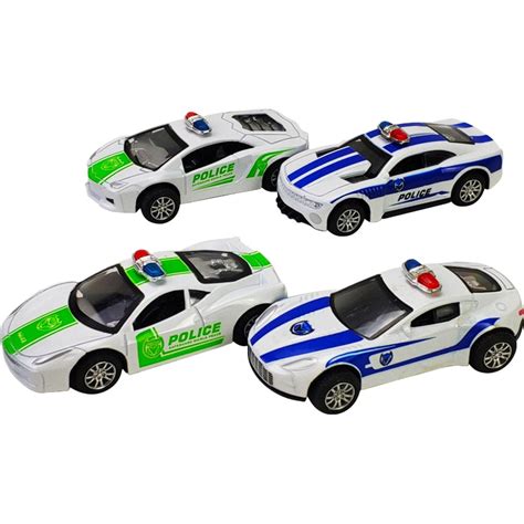 4pcs Simulation Pull Back Police Car Mini Police Car Model Toy for Kids ...