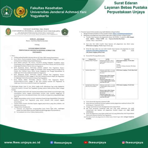 Surat Edaran SE Layanan Bebas Pustaka Perpustakaan Universitas