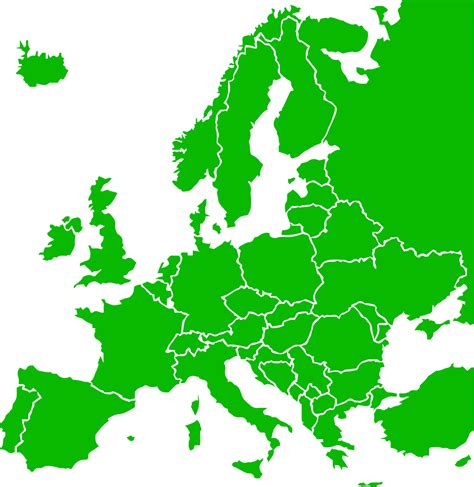 Green Colored European States Map Political Europe Map 6434310 Vector